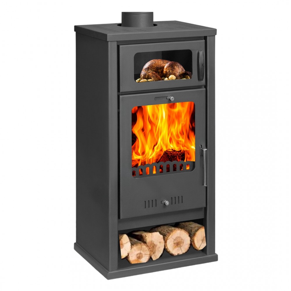  Kaminofen, Holzofen mit Backfach Balkan Energy, Modell Troy, Leistung 7.8kW